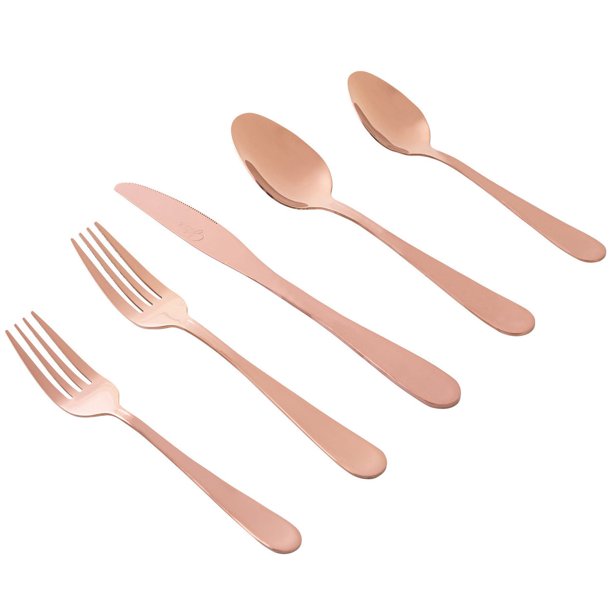 Gibson Home Stravidia 20 Piece Flatware Set in Rose Gold Stainless Steel-0