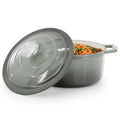 MegaChef 2.7 Quart Round Enameled Cast Iron Casserole in Gradient Gray-0