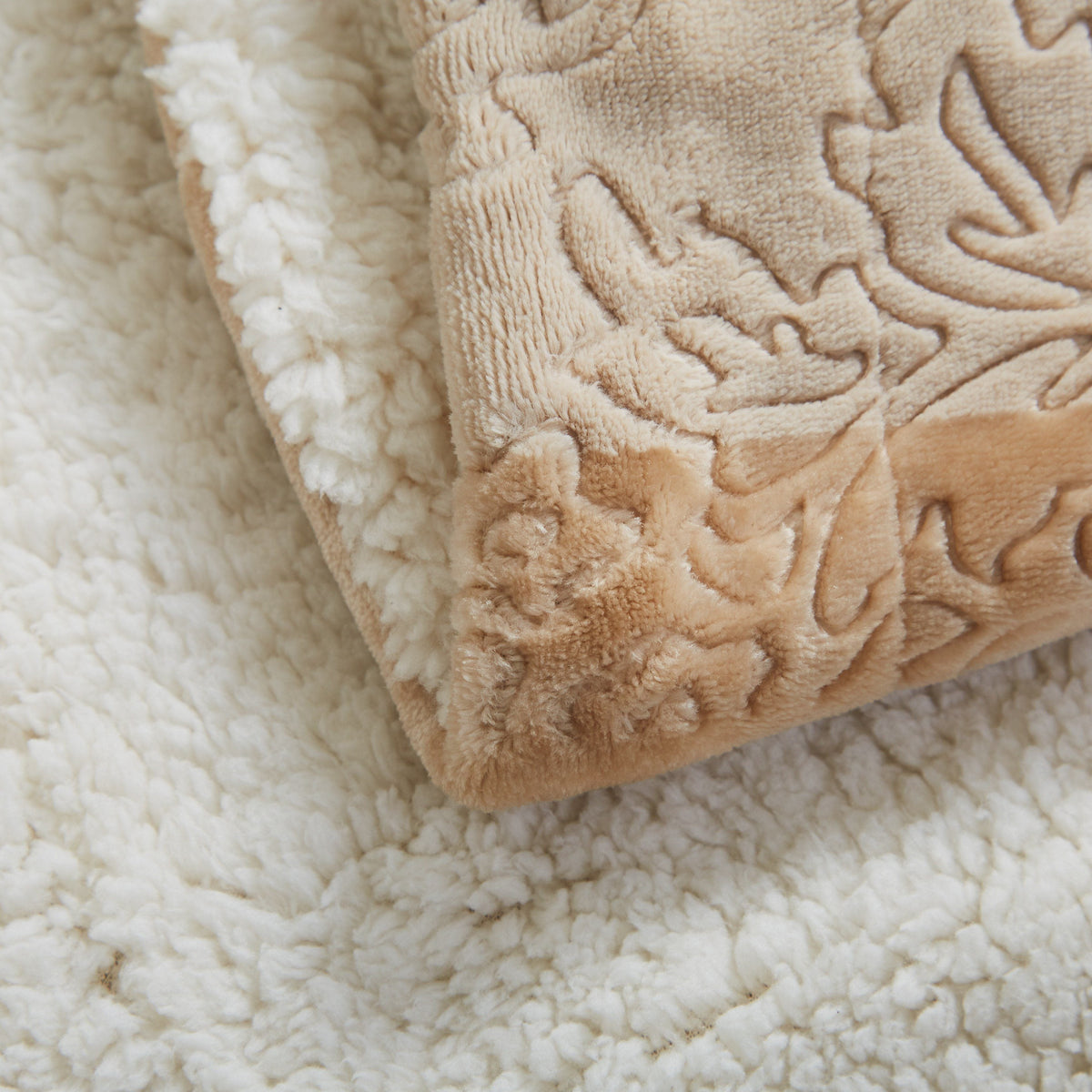 Tache Embossed Bubbly Champagne Beige Sherpa Throw Blanket (TA62088)-3