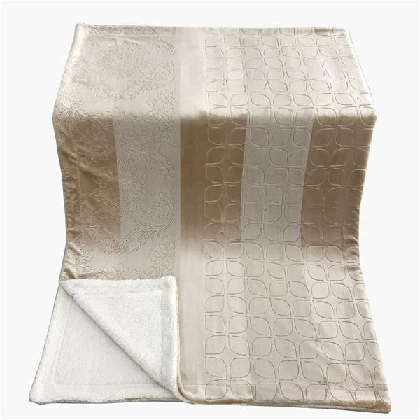 Tache Embossed Bubbly Champagne Beige Sherpa Throw Blanket (TA62088)-1